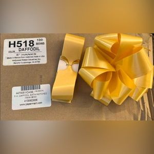New. 5 in. Daffodil or Yellow Satin Notched Hank Bow.